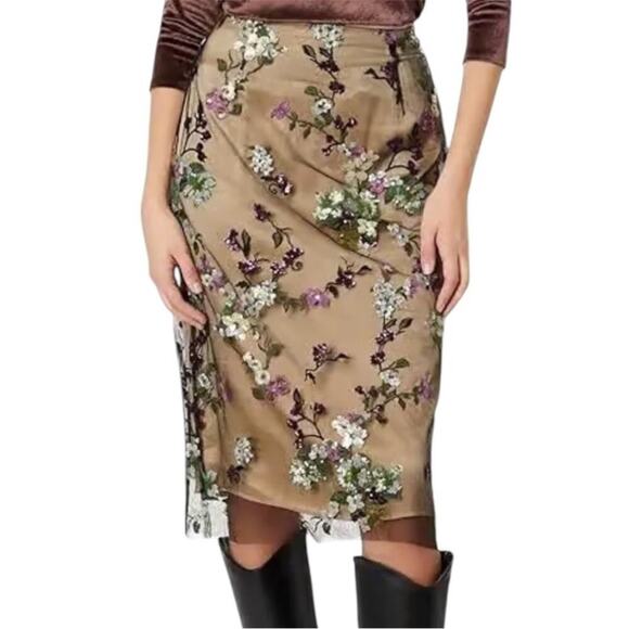 NWOT Vince Begonia Embroidered Flowered Sequin Skirt – Sz 4 - Picture 2 of 10